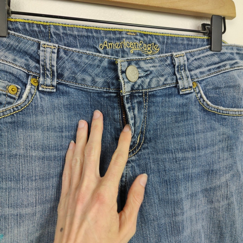 Vintage Y2K American Eagle Boyfriend 77 Jeans Womens 8 Short Low Rise Bootcut - Picture 5 of 16